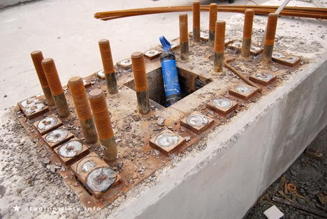 oczep pod stalową konstrukcję na której zostanie zamocowane zadaszenie