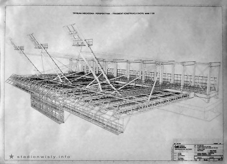 schemat konstrukcji dachowej, ktorej montaż rozpocznie się pod koniec grudnia