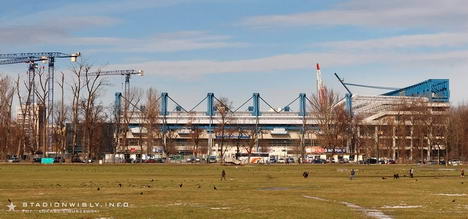 stadion Wisły widziany z błoń
