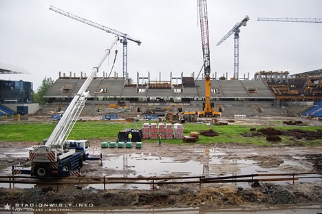 Widok na nową trybunę główną z loży VIP